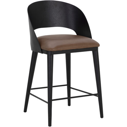 Dezirae 37 inch Black / Cognac Leather Counter Stool